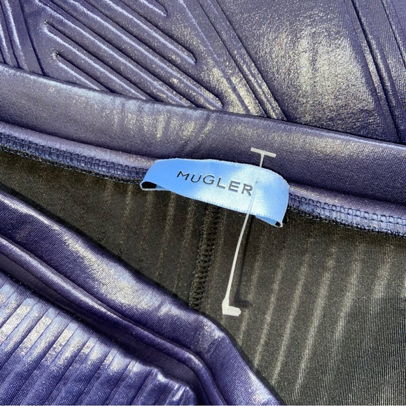 Mugler Shiny Embossed Navy Legging Pant Size 42 - Picture 8 of 11